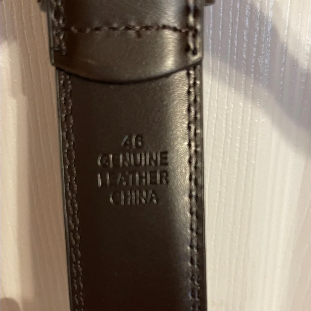 Dark Brown Leather Belt with Silver Buckle Size 46